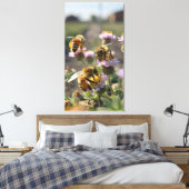 Bees collect pollen from wildflowers on the farm leinwanddruck (Insitu (Schlafzimmer))
