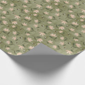 Bees Flowers Sage Green Wrapping Paper Geschenkpapier (Ecke)