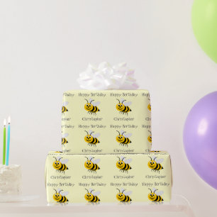 Bees Just Add Name Geburtstag Geschenkpapier