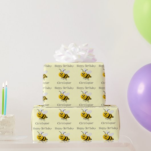 Bees Just Add Name Geburtstag Geschenkpapier (Partygeschenke)