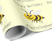 Bees Just Add Name Geburtstag Geschenkpapier (Rolleneckpunkt)