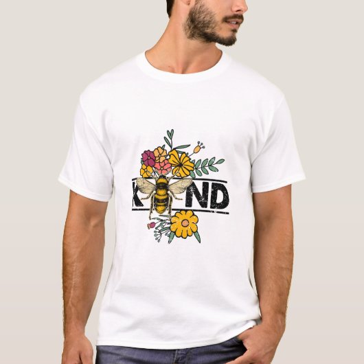 Bees Kind floral T-Shirt (Vorderseite)