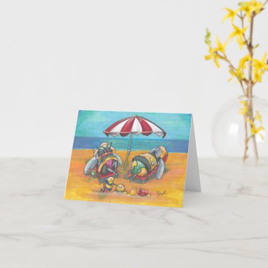 Bee's On Holiday Blank Greetings Card Karte (Gelbe Blume)