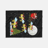 Bees Santa Sleigh Flying Funny Magical Christmas P Fleecedecke (Vorderseite (Horizontal))