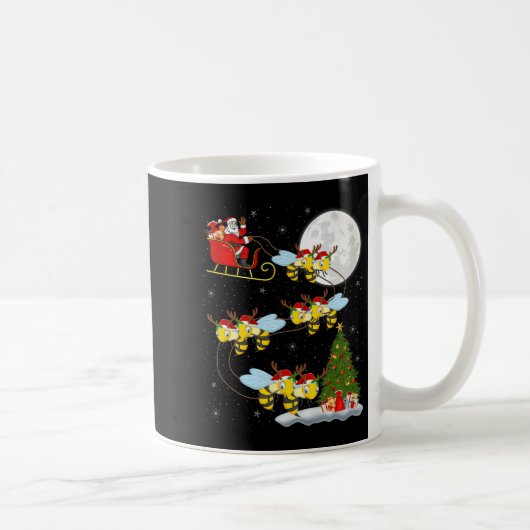 Bees Santa Sleigh Flying Funny Magical Christmas P Kaffeetasse (Rechts)