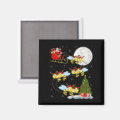 Bees Santa Sleigh Flying Funny Magical Christmas P Magnet (Vorderseite/Rückseite)