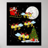 Bees Santa Sleigh Flying Funny Magical Christmas P Poster (Vorne)