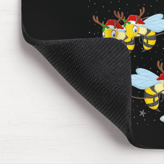 Bees Santa Sleigh Flying Funny Magical Christmas T Mousepad (Ecke)
