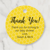 Bees theme baby Dusche Circle Tag Geschenkanhänger (Rückseite)