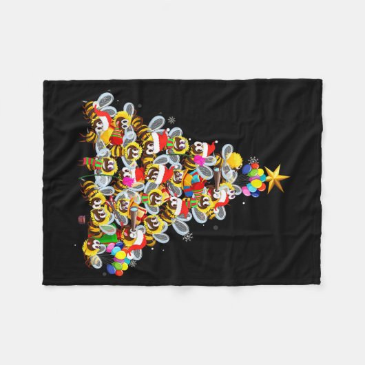 Bees Tree Christmas Sweater Xmas For Bees Lover Fleecedecke (Vorderseite (Horizontal))