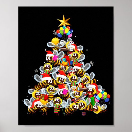 Bees Tree Christmas Sweater Xmas For Bees Lover Poster (Vorne)