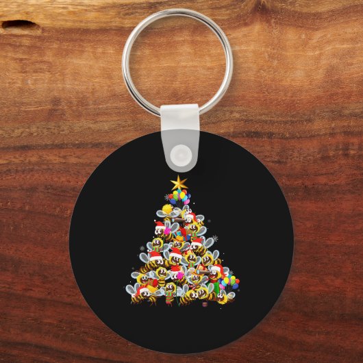 Bees Tree Christmas Sweater Xmas For Bees Lover  Schlüsselanhänger (Vorderseite)