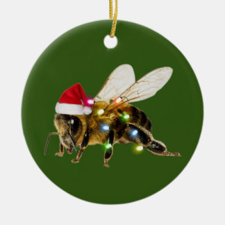 Bees With Hat Lights Christmas Keramik Ornament