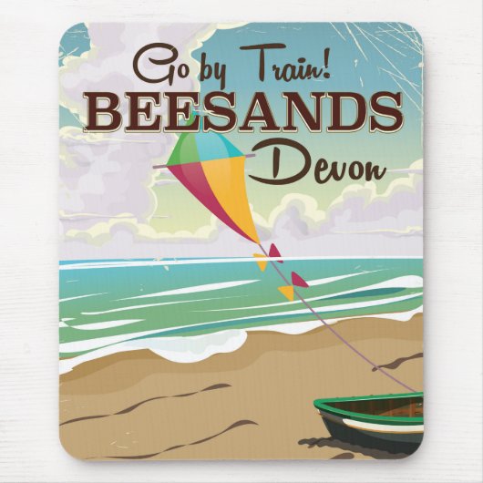 Beesands Beach Devon Vintage Reiseplakat Mousepad (Vorne)