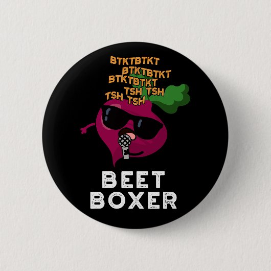 Beet Boxer Funny Beatbox Veggie Pun Dark BG Button (Vorderseite)