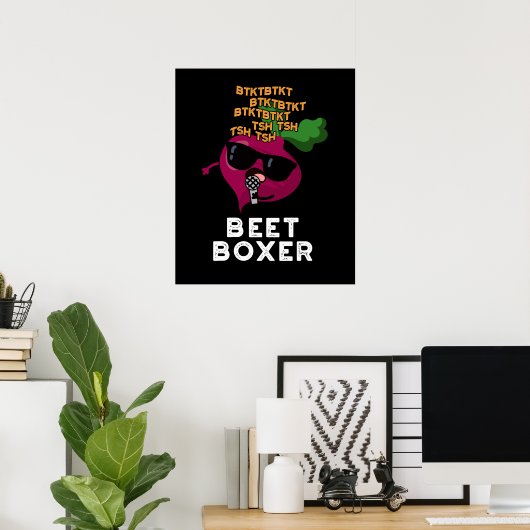 Beet Boxer Funny Beet Puff Dark BG Poster (Heimbüro)