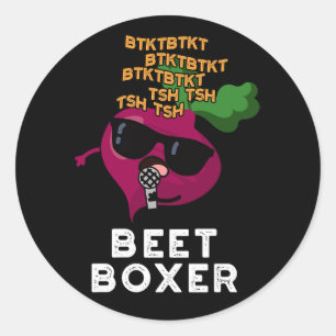 Beet Boxer Funny Beet Puff Dark BG Runder Aufkleber