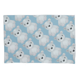 Beet mit blauem Bär Kissenbezug