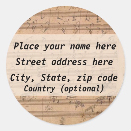 Beethoven Address Label Runder Aufkleber (Vorderseite)