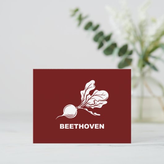 Beethoven Beets Fun typografisch, modern minimalis Postkarte (Stehend Vorderseite)