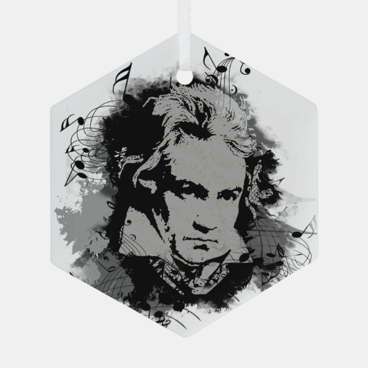 Beethoven Classical Music Composer Song Writer Ornament Aus Glas (Rückseite)