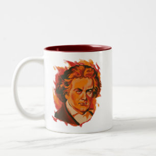 Beethoven-Feuer-Palette-Porträt-Zitat Zweifarbige Tasse