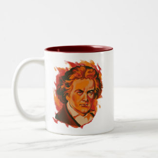 Beethoven-Feuer-Palette-Porträt-Zitat Zweifarbige Tasse