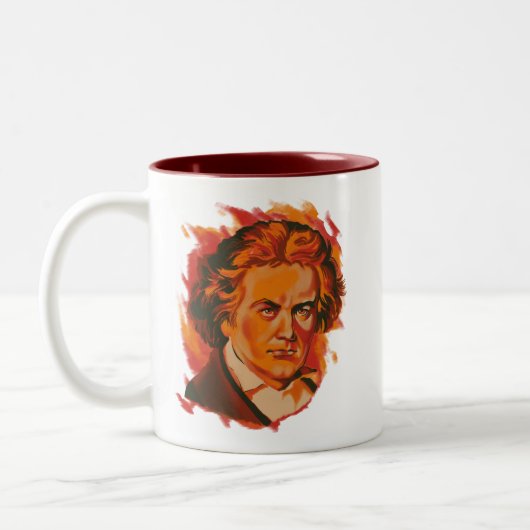 Beethoven Fire Palette Portrait Quote Zweifarbige Tasse (Links)