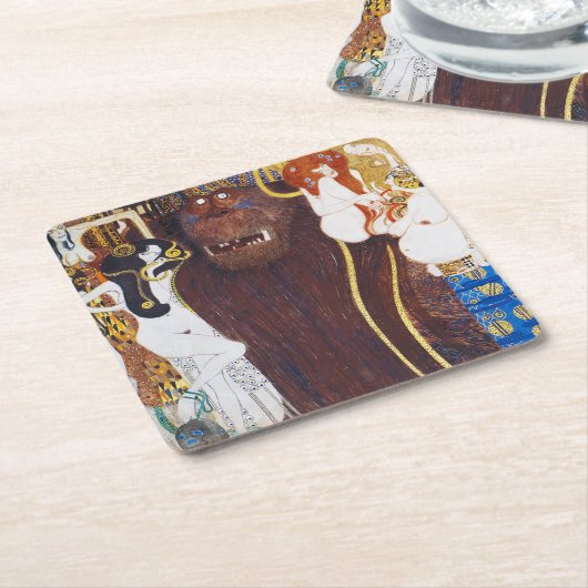 Beethoven Frieze (Detail), Gustav Klimt Rechteckiger Pappuntersetzer (angewinkelt)