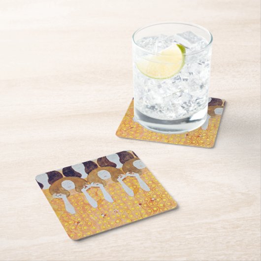 Beethoven Frieze (Detail), Gustav Klimt Rechteckiger Pappuntersetzer (Vor Ort)