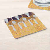 Beethoven Frieze (Detail), Gustav Klimt Rechteckiger Pappuntersetzer (angewinkelt)