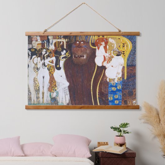 Beethoven Frieze (Detail), Gustav Klimt Wandteppich Mit Holzrahmen (Schlafzimmer)