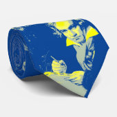 Beethoven-Gelb auf blauer klassische Krawatte (Gerollt)
