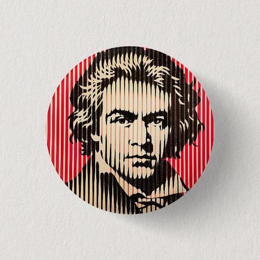 Beethoven im optischen Täuschungsstil von BAUHAUS Button (Vorderseite)