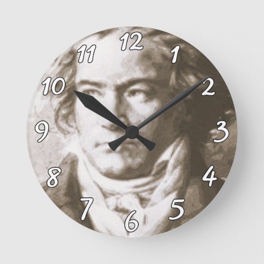 Beethoven in Sepia Custom Runde Wanduhr (Vorderseite)