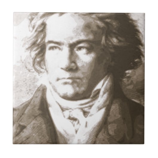 Beethoven in Sepia Fliese (Vorderseite)