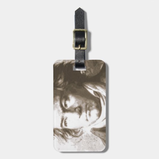 Beethoven in Sepia Gepäckanhänger (Vorderseite vertikal)