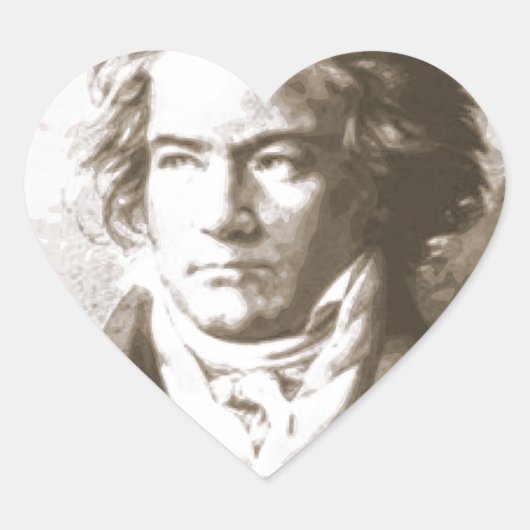 Beethoven in Sepia Herz-Aufkleber (Vorderseite)
