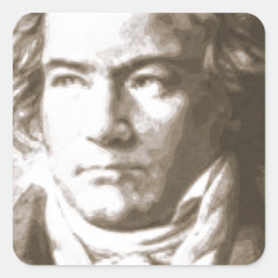 Beethoven in Sepia Quadratischer Aufkleber