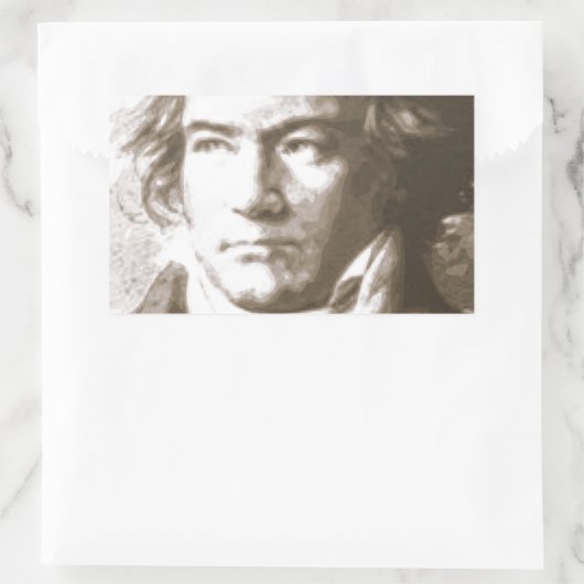 Beethoven in Sepia Rechteckiger Aufkleber (Tasche)