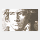 Beethoven in Sepia Rechteckiger Aufkleber (Vorderseite)