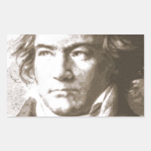 Beethoven in Sepia Rechteckiger Aufkleber (Vorderseite)