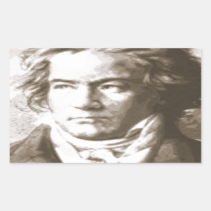 Beethoven in Sepia Rechteckiger Aufkleber