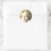 Beethoven in Sepia Runder Aufkleber (Tasche)