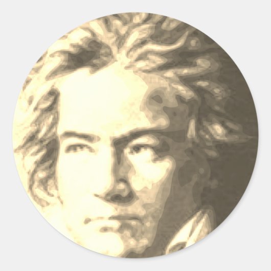 Beethoven in Sepia Runder Aufkleber (Vorderseite)
