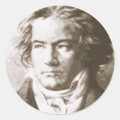 Beethoven in Sepia Runder Aufkleber (Vorderseite)