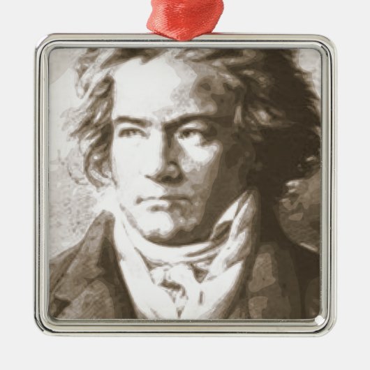 Beethoven in Sepia Silbernes Ornament (Vorne)