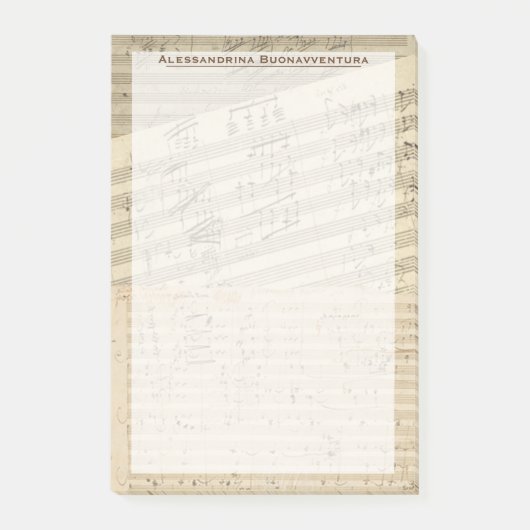 Beethoven Music Manuscript Medley Individuelle Nam Post-it Klebezettel (Vorderseite)