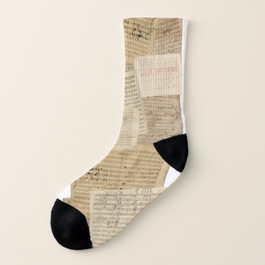 Beethoven-Musik-Manuskript-Collage Socken (Links - Außen)