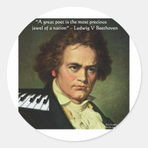 Beethoven & Poets/Gems Zitat Geschenke T-Shirts &  Runder Aufkleber